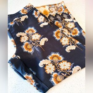 Wide Leg Ankle Capris Pants Back Waistband Elastic Flat Front